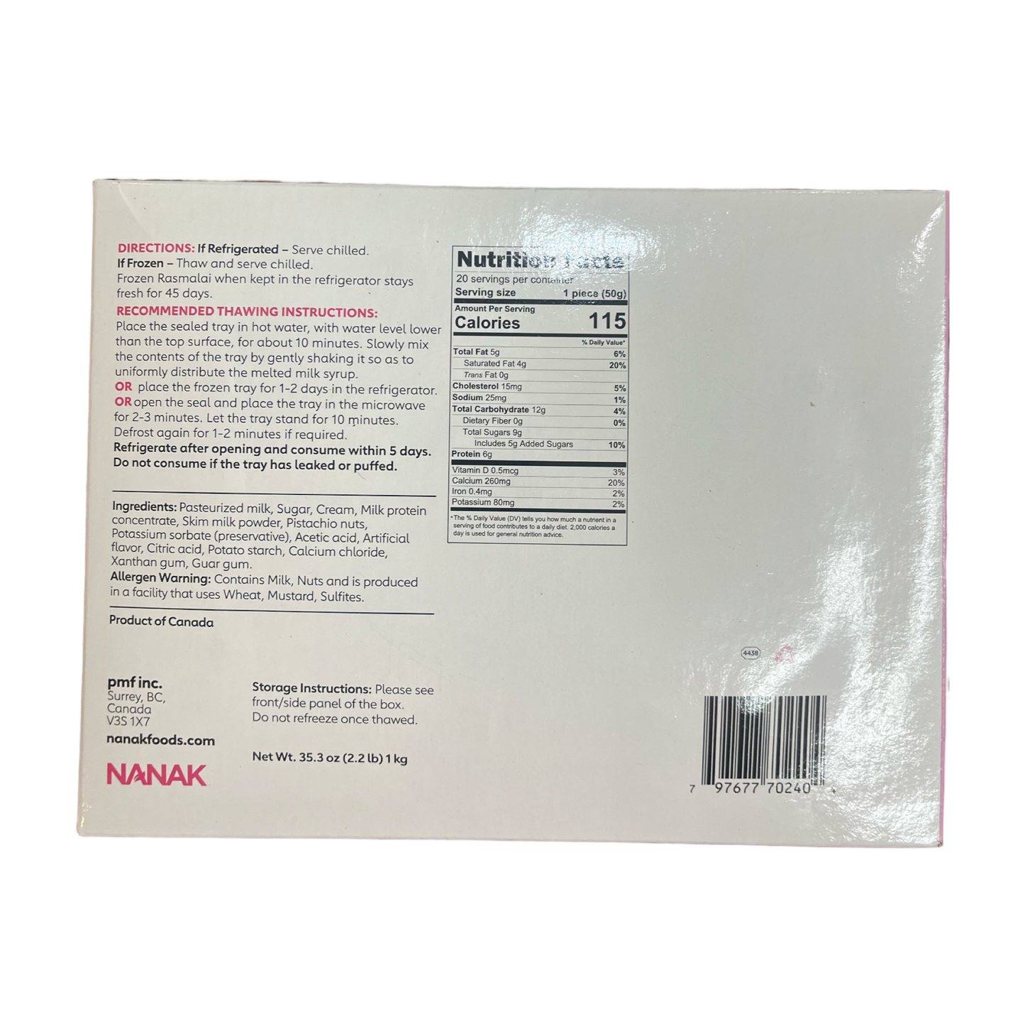 Nanak Rasmalai 20pc