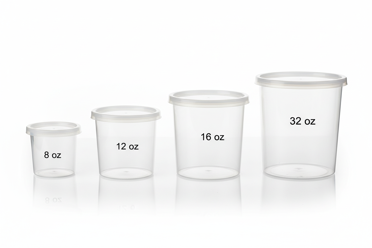 Cylindrical Food Containers - 8oz, 12oz, 16oz, 32oz