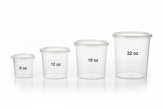 Cylindrical Food Containers - 8oz, 12oz, 16oz, 32oz